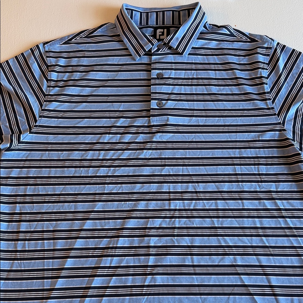 Men's Blue FootJoy Striped Polo Shirt